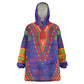 Haiti Kid Wearable Blanket Hoodie Choeblack Dashiki Style Blue Color