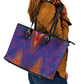 Haiti Leather Tote Bag Choeblack Dashiki Style Blue Color