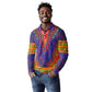 Haiti Long Sleeve Polo Shirt Choeblack Dashiki Style Blue Color