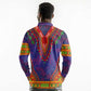Haiti Long Sleeve Polo Shirt Choeblack Dashiki Style Blue Color