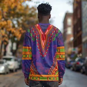 Haiti Long Sleeve Shirt Choeblack Dashiki Style Blue Color