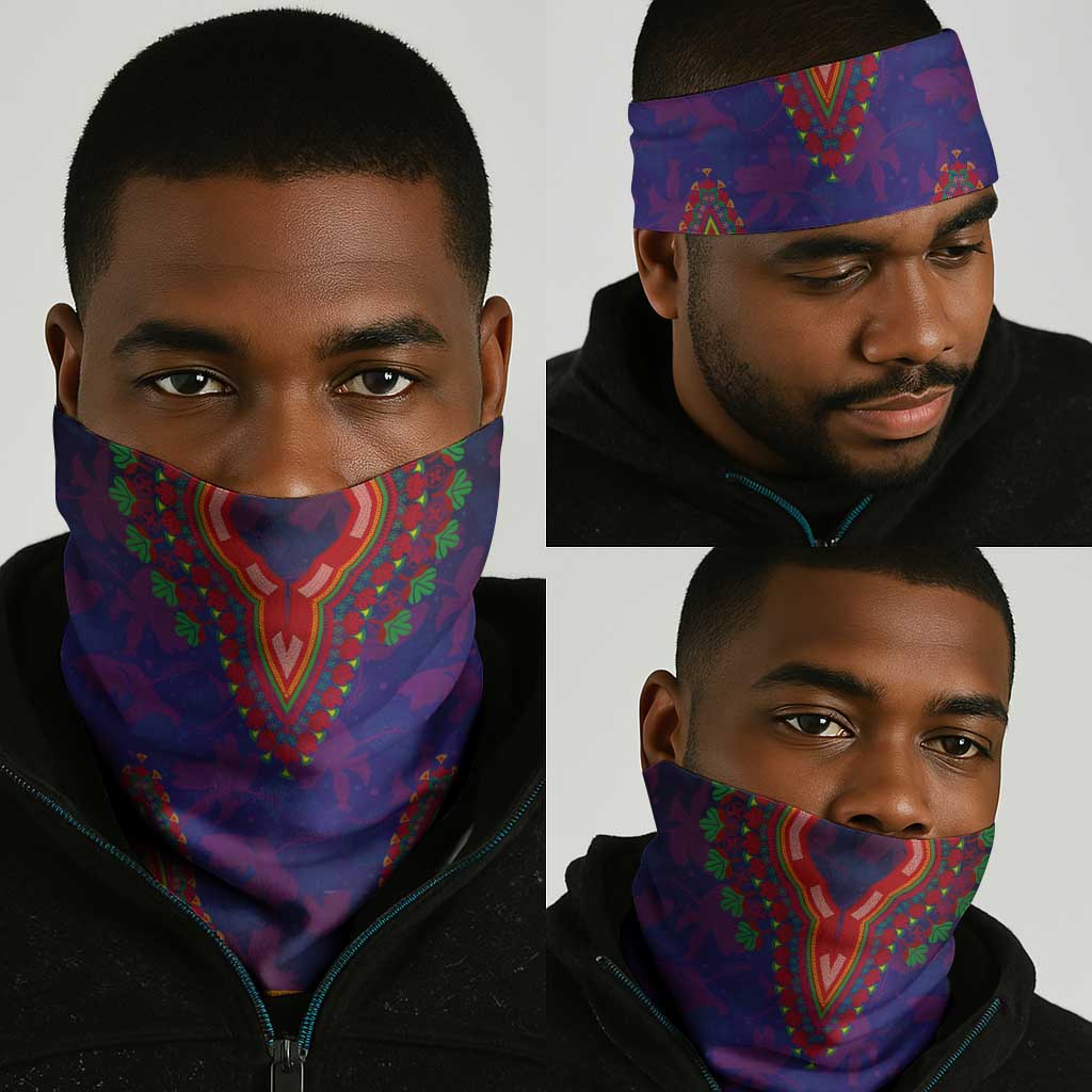 Haiti Neck Gaiter Choeblack Dashiki Style Blue Color LT03