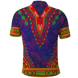 Haiti Polo Shirt Choeblack Dashiki Style Blue Color