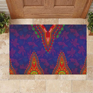Haiti Rubber Doormat Choeblack Dashiki Style Blue Color
