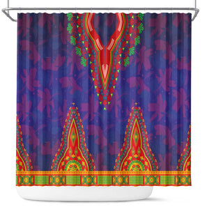 Haiti Shower Curtain Choeblack Dashiki Style Blue Color