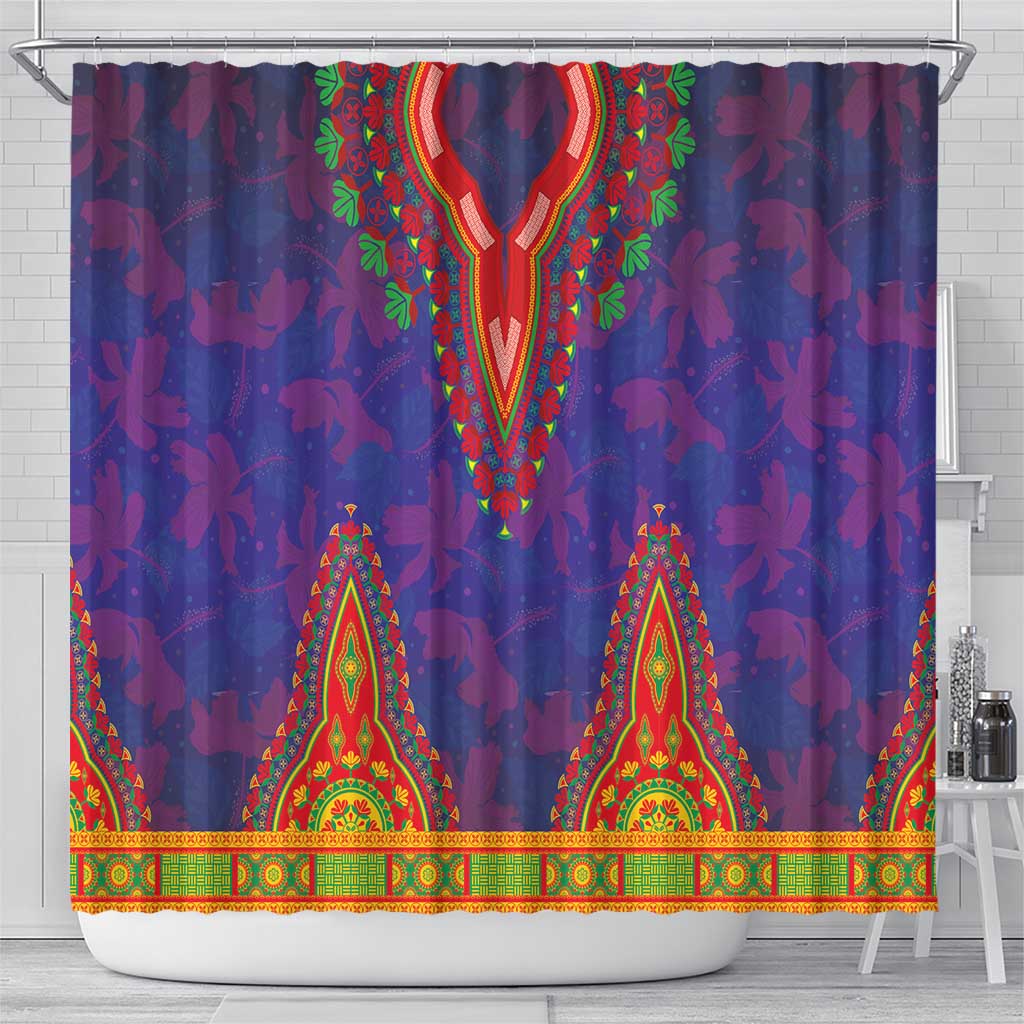 Haiti Shower Curtain Choeblack Dashiki Style Blue Color