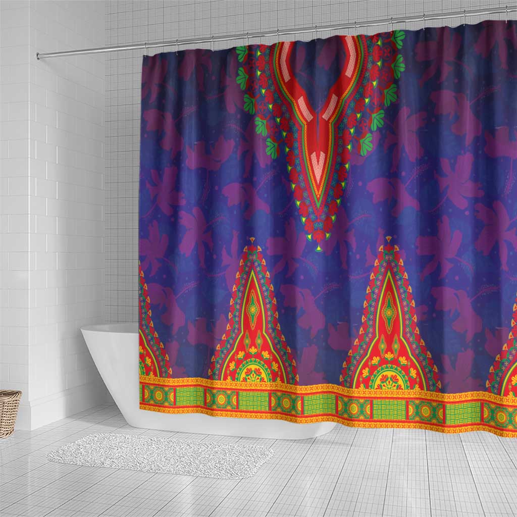 Haiti Shower Curtain Choeblack Dashiki Style Blue Color