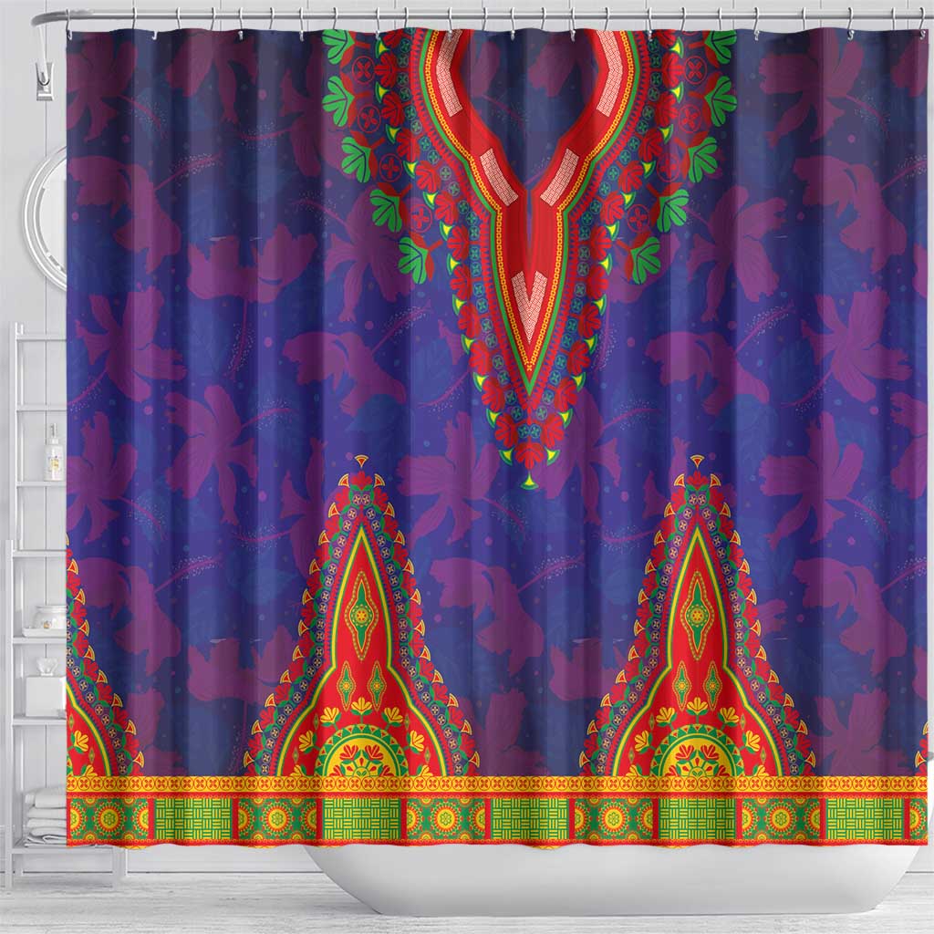 Haiti Shower Curtain Choeblack Dashiki Style Blue Color