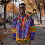 Haiti Sweatshirt Choeblack Dashiki Style Blue Color