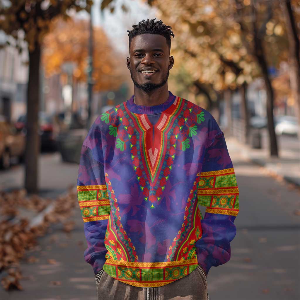 Haiti Sweatshirt Choeblack Dashiki Style Blue Color