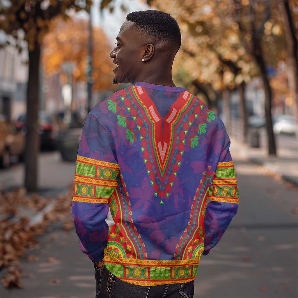 Haiti Sweatshirt Choeblack Dashiki Style Blue Color