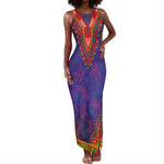 Haiti Tank Maxi Dress Choeblack Dashiki Style Blue Color