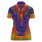 Haiti Women Polo Shirt Choeblack Dashiki Style Blue Color