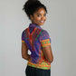 Haiti Women Polo Shirt Choeblack Dashiki Style Blue Color