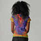 Haiti Women V-Neck T-Shirt Choeblack Dashiki Style Blue Color