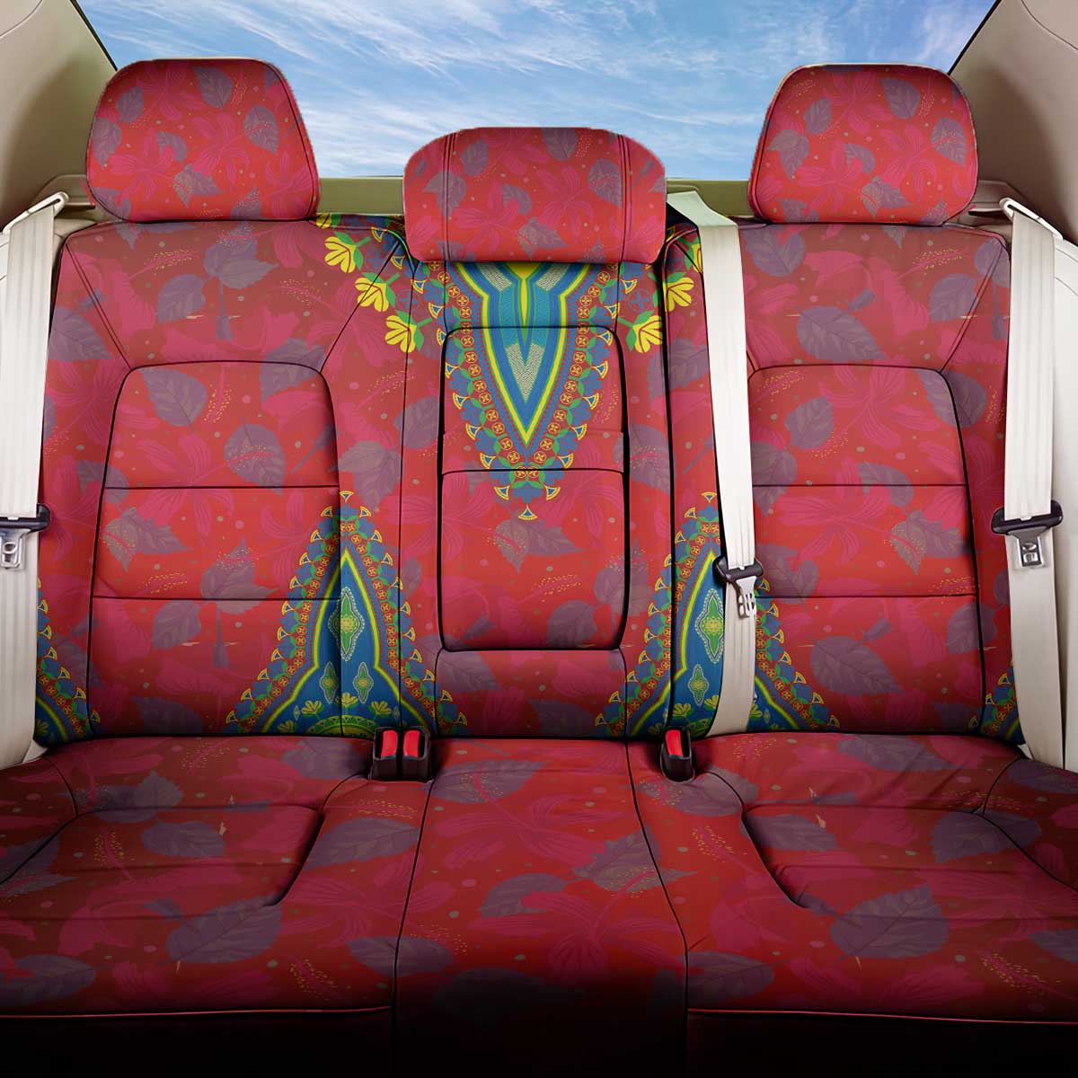 Haiti Back Car Seat Cover Choeblack Dashiki Style Red Color