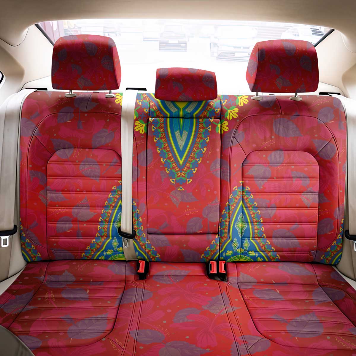 Haiti Back Car Seat Cover Choeblack Dashiki Style Red Color