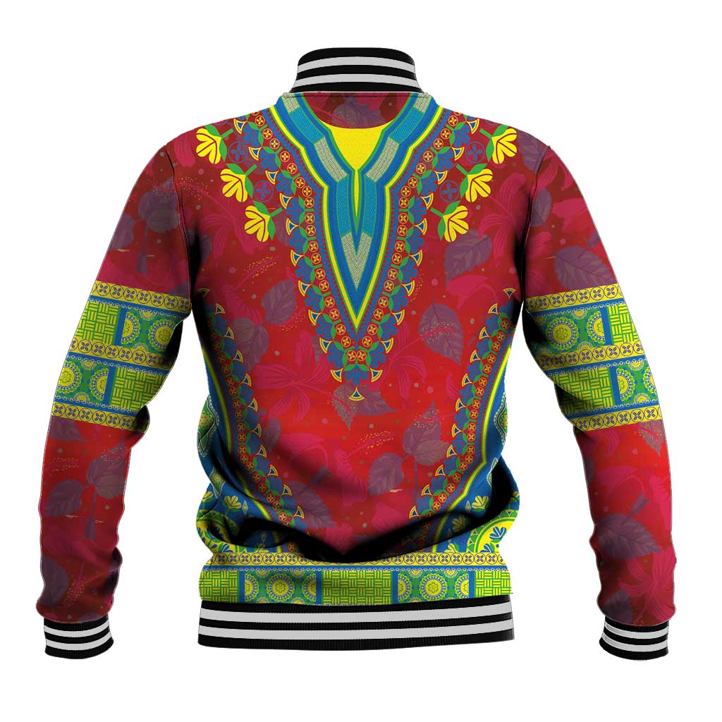 Haiti Baseball Jacket Choeblack Dashiki Style Red Color