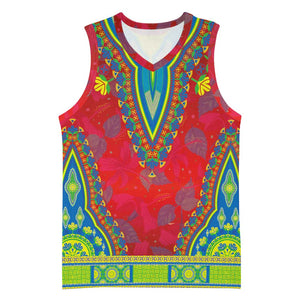 Haiti Basketball Jersey Choeblack Dashiki Style Red Color - African Pride