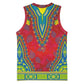 Haiti Basketball Jersey Choeblack Dashiki Style Red Color - African Pride
