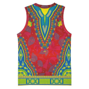 Haiti Basketball Jersey Choeblack Dashiki Style Red Color - African Pride