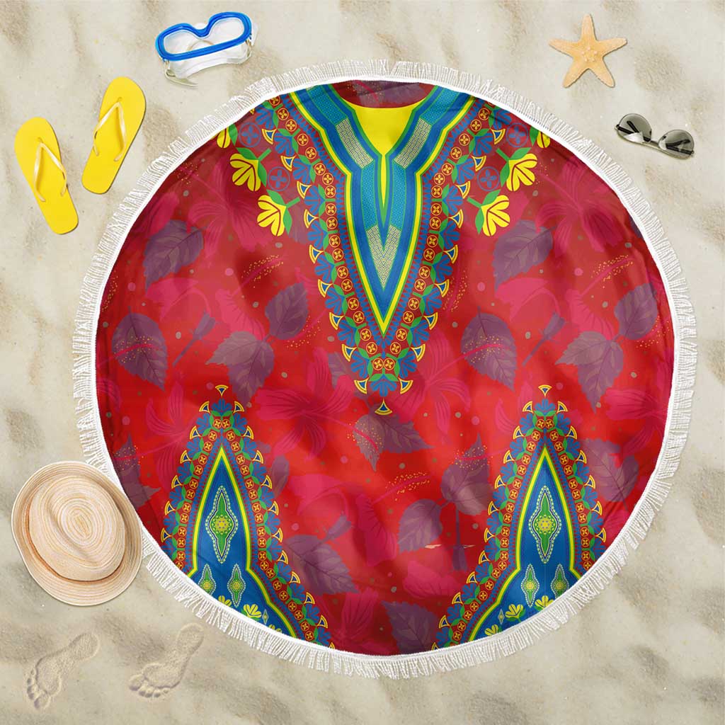 Haiti Beach Blanket Choeblack Dashiki Style Red Color