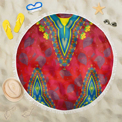 Haiti Beach Blanket Choeblack Dashiki Style Red Color