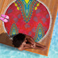 Haiti Beach Blanket Choeblack Dashiki Style Red Color