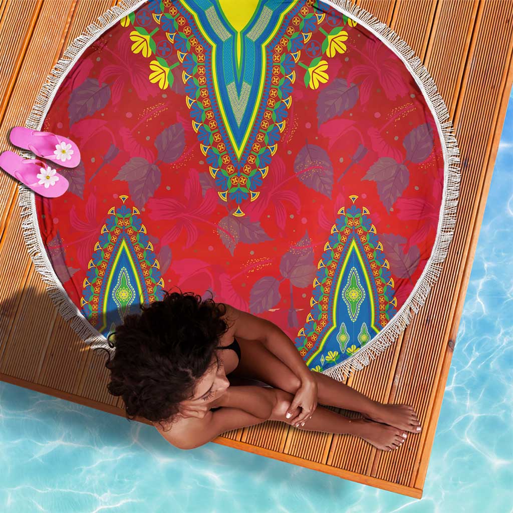 Haiti Beach Blanket Choeblack Dashiki Style Red Color