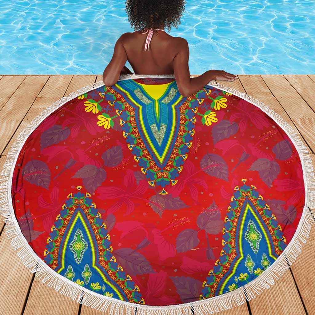 Haiti Beach Blanket Choeblack Dashiki Style Red Color