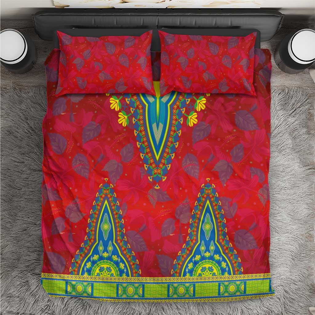 Haiti Bedding Set Choeblack Dashiki Style Red Color
