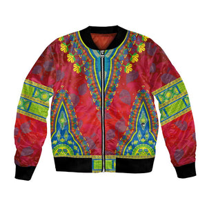 Haiti Bomber Jacket Choeblack Dashiki Style Red Color