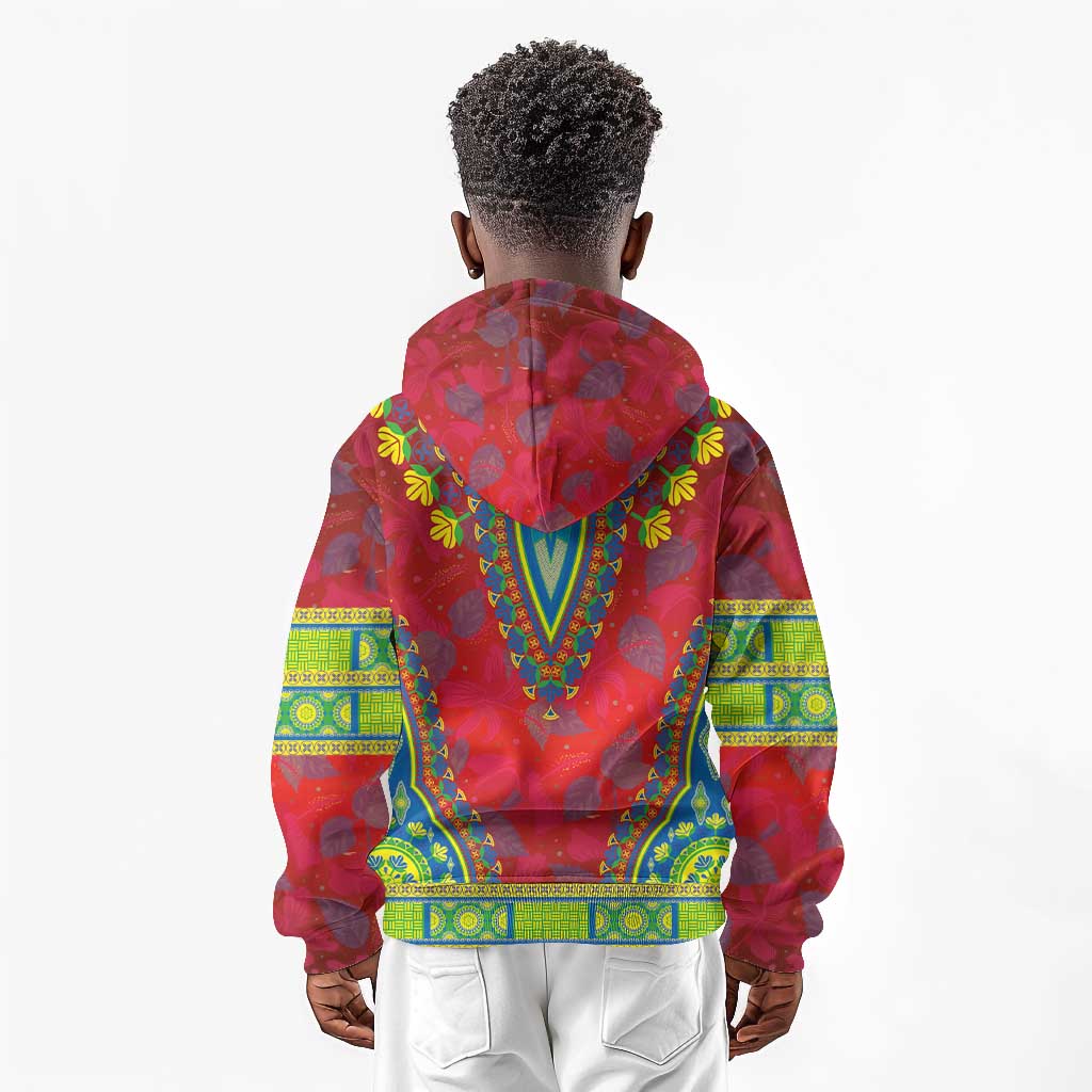 Haiti Kid Hoodie Choeblack Dashiki Style Red Color