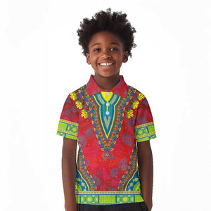 Haiti Kid Polo Shirt Choeblack Dashiki Style Red Color
