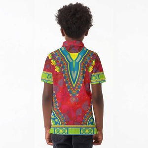 Haiti Kid Polo Shirt Choeblack Dashiki Style Red Color