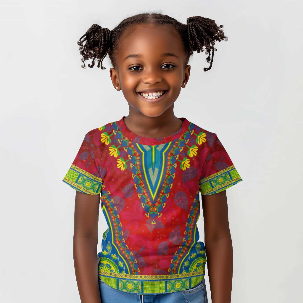 Haiti Kid T shirt Choeblack Dashiki Style Red Color