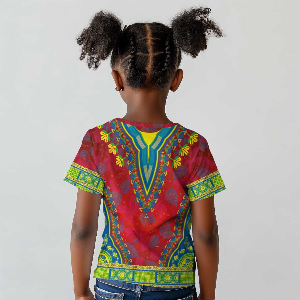 Haiti Kid T shirt Choeblack Dashiki Style Red Color