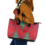 Haiti Leather Tote Bag Choeblack Dashiki Style Red Color