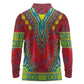 Haiti Long Sleeve Polo Shirt Choeblack Dashiki Style Red Color