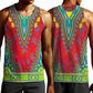 Haiti Men Tank Top Choeblack Dashiki Style Red Color