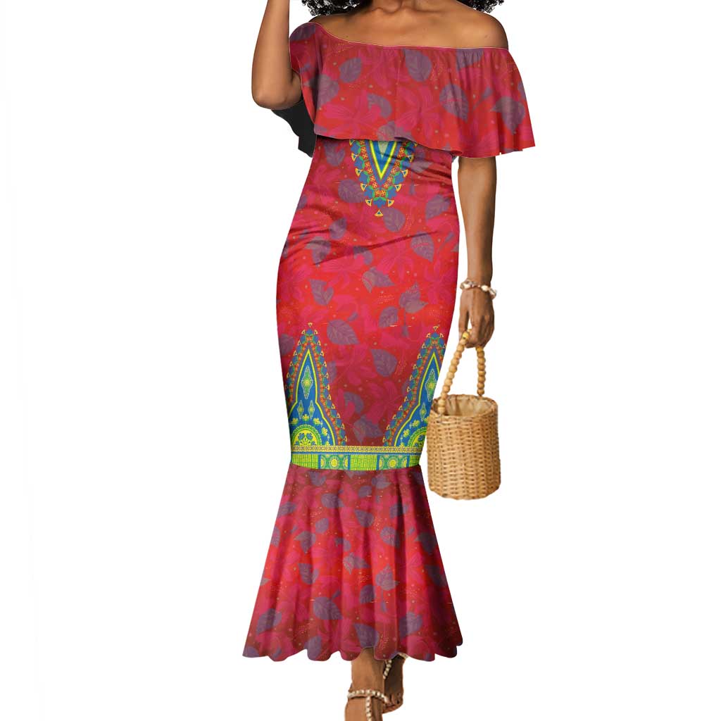 Haiti Mermaid Dress Choeblack Dashiki Style Red Color