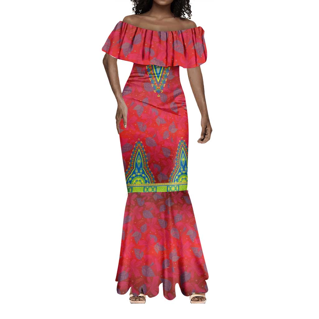 Haiti Mermaid Dress Choeblack Dashiki Style Red Color