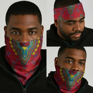 Haiti Neck Gaiter Choeblack Dashiki Style Red Color LT03