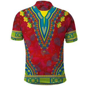 Haiti Polo Shirt Choeblack Dashiki Style Red Color