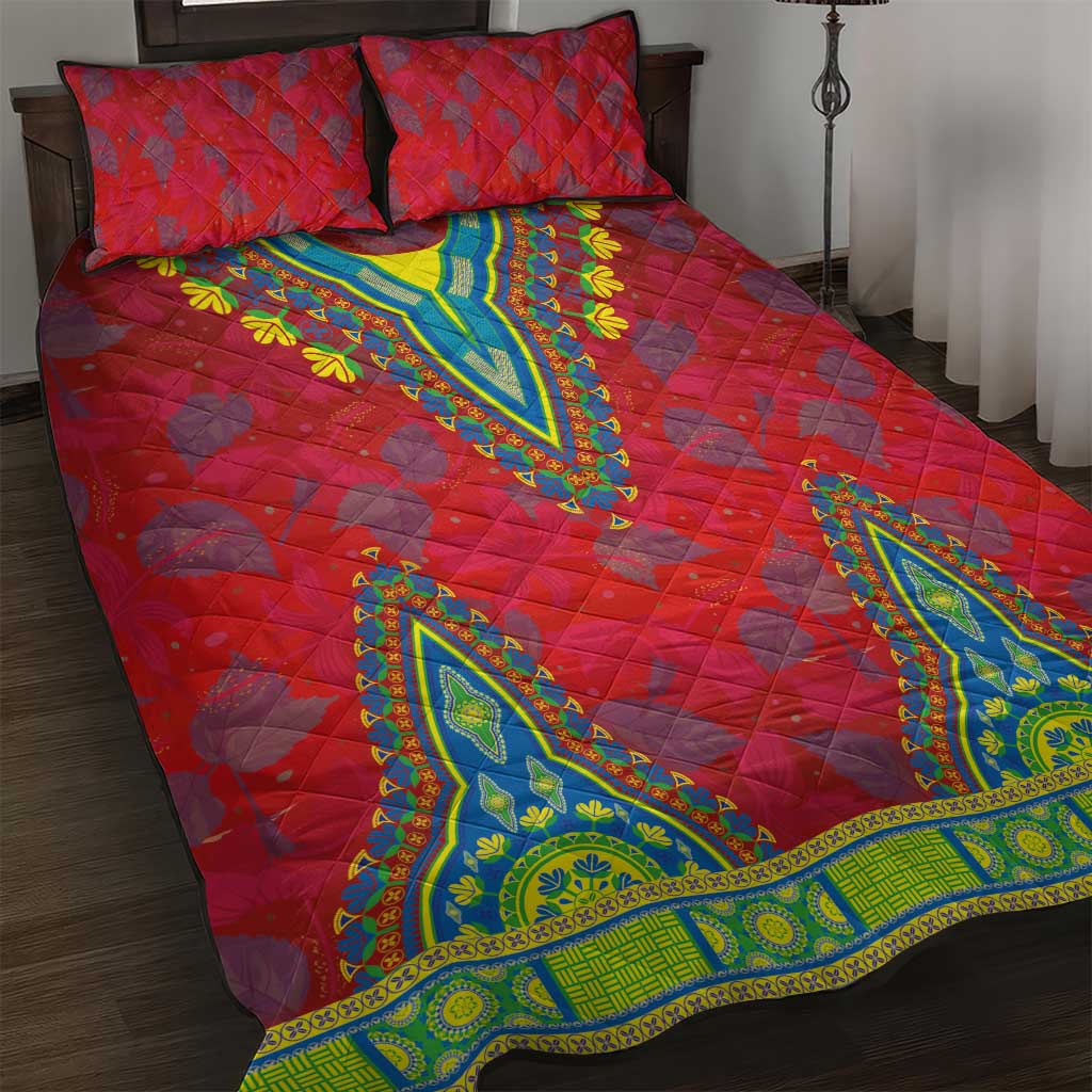 Haiti Quilt Bed Set Choeblack Dashiki Style Red Color