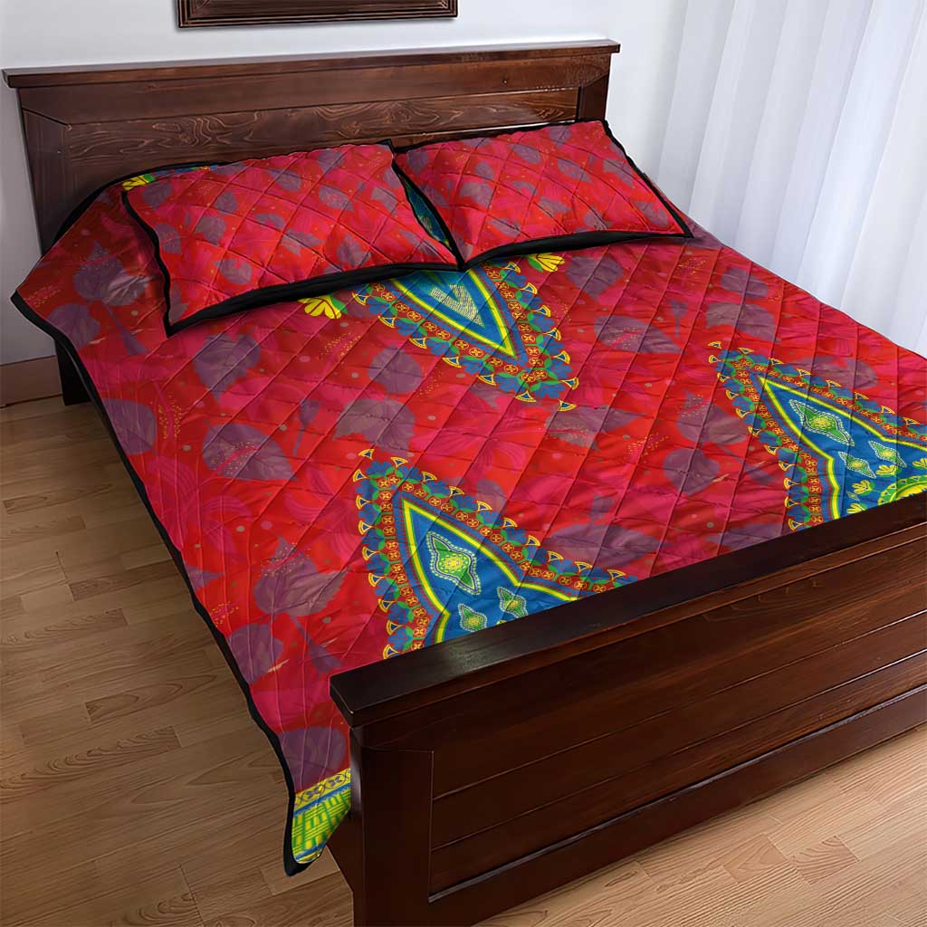 Haiti Quilt Bed Set Choeblack Dashiki Style Red Color