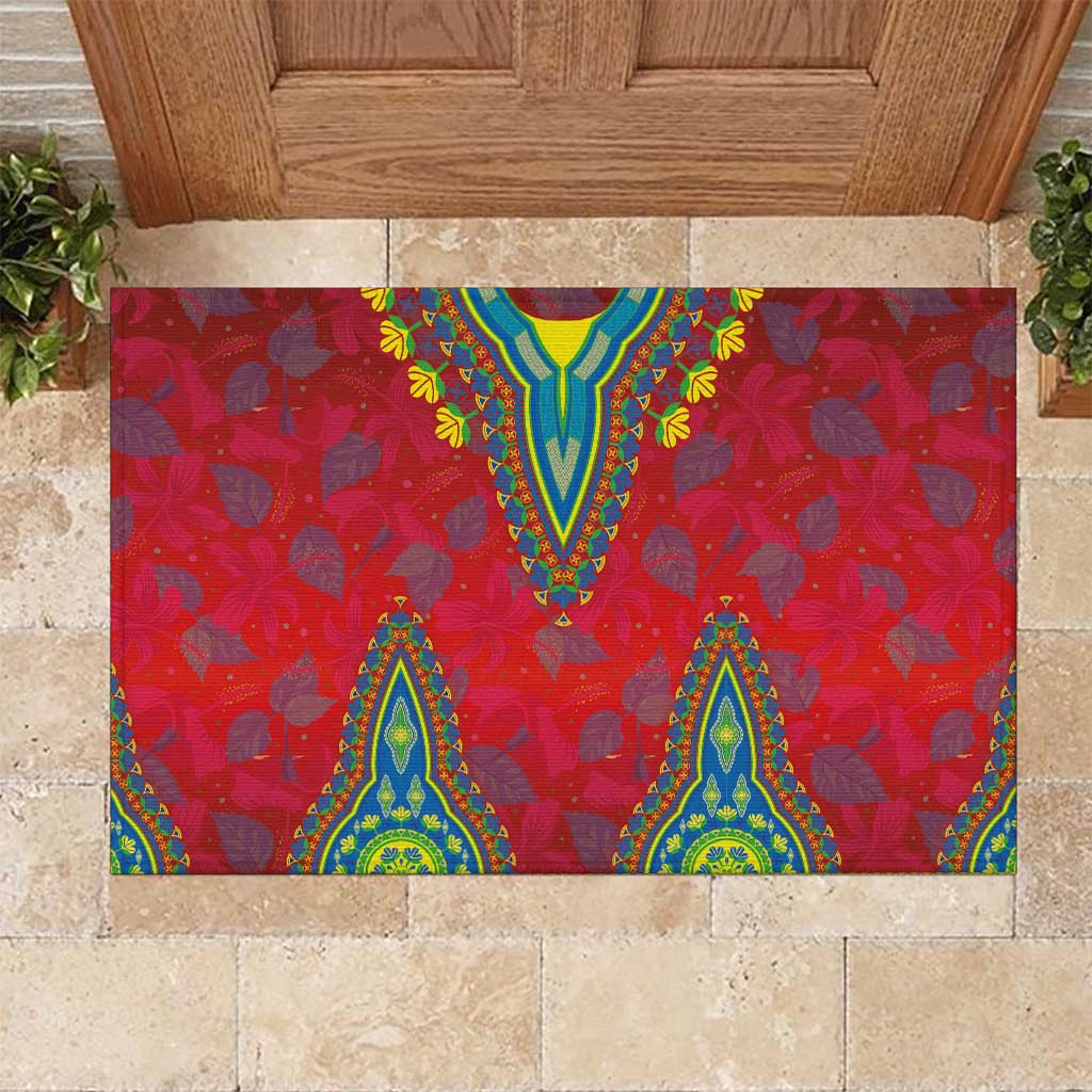Haiti Rubber Doormat Choeblack Dashiki Style Red Color