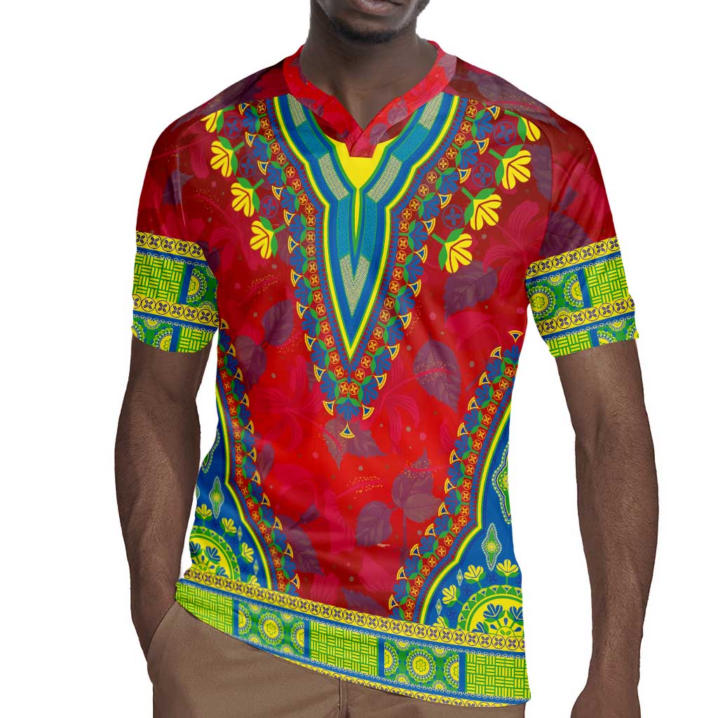 Haiti Rugby Jersey Choeblack Dashiki Style Red Color