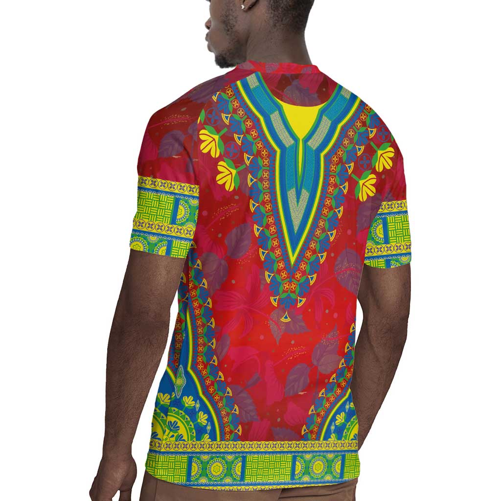 Haiti Rugby Jersey Choeblack Dashiki Style Red Color