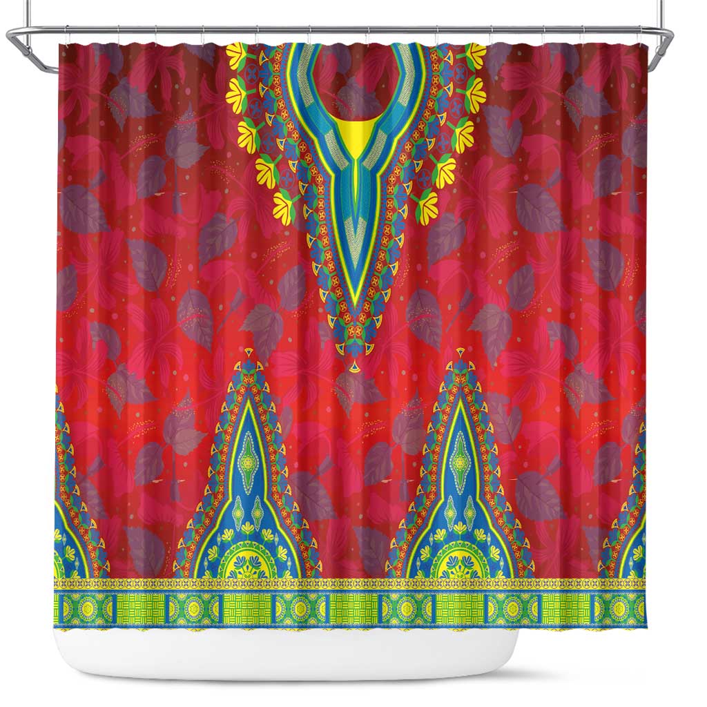Haiti Shower Curtain Choeblack Dashiki Style Red Color
